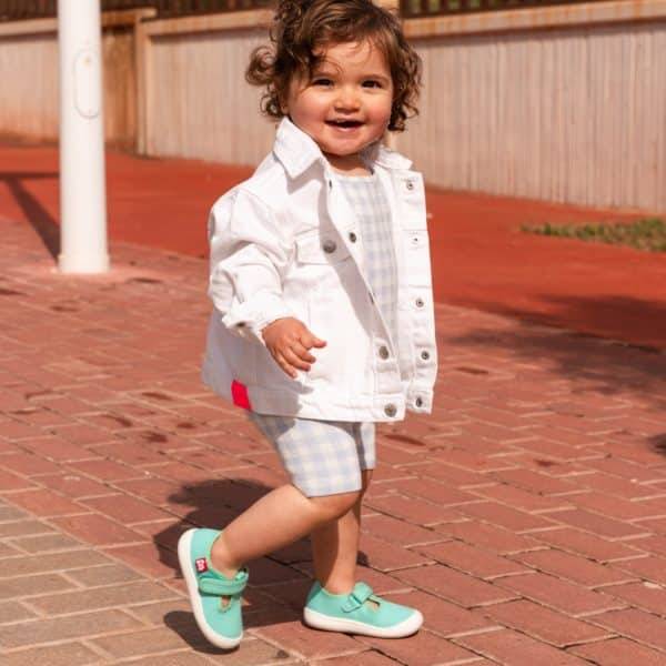 Pololo T-Bar Baumwollsandale “Arena” Türkis