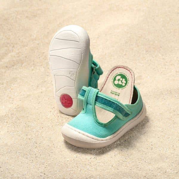 Pololo T-Bar Baumwollsandale “Arena” Türkis