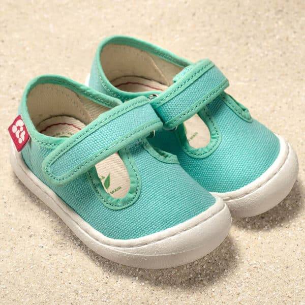 Pololo T-Bar Baumwollsandale “Arena” Türkis