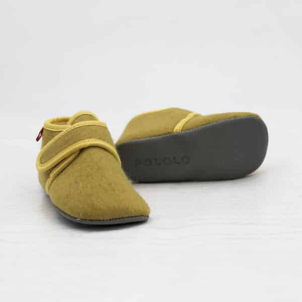 Pololo Woll Barfuß Hausschuh Mit Klettverschluss – Gelb
