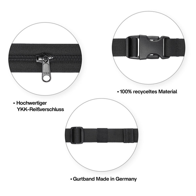 PP Berlin Bauchtasche Flach, Ripstop Stoff, Damen Herren Unisex