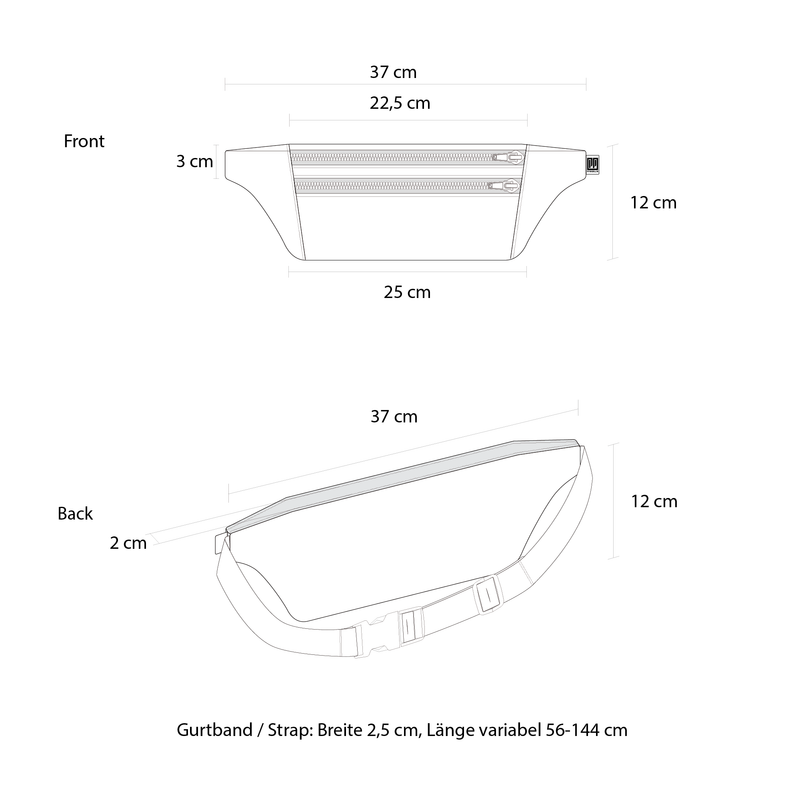 PP Berlin Bauchtasche Flach, Ripstop Stoff, Damen Herren Unisex
