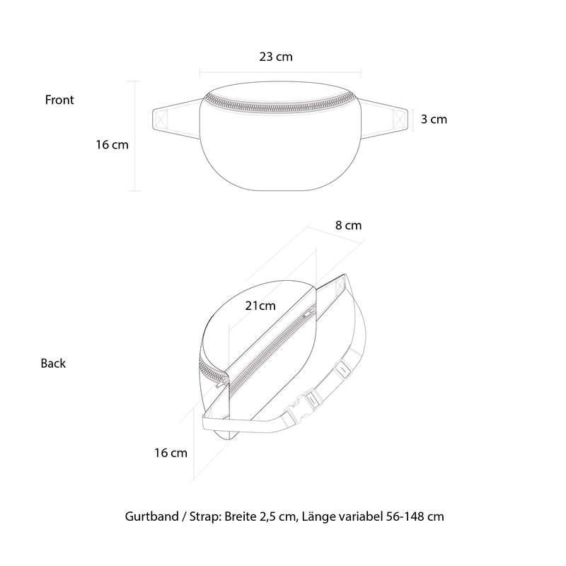 PP Berlin Bauchtasche Klassisch, Ripstop Stoff, Damen Herren Unisex