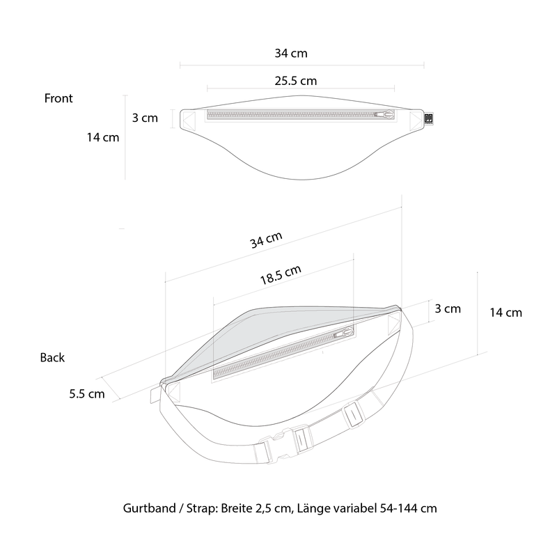 PP Berlin Bauchtasche Schmal, Ripstop Stoff, Damen Herren Unisex
