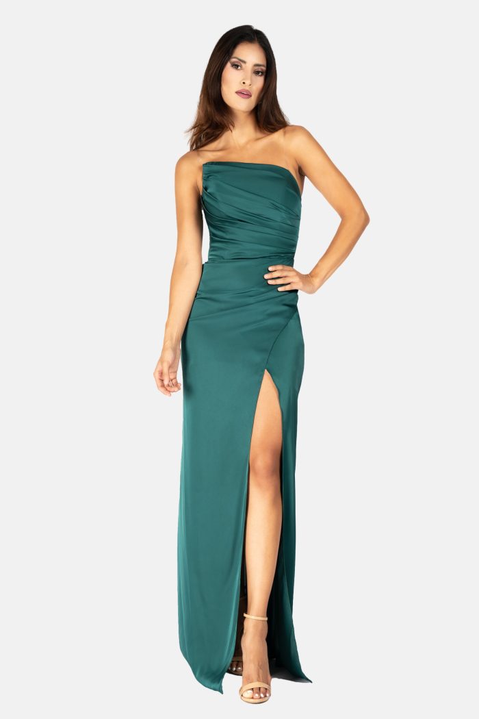 Prestije Maxikleid Satin mit Beinschlitz