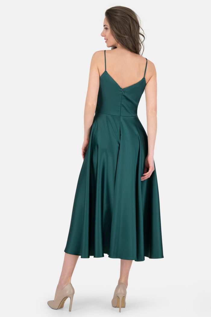 Prestije Spaghetti Kleid Drapiert Mit Beinschlitz