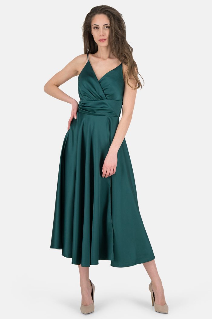 Prestije Spaghetti Kleid drapiert mit Beinschlitz