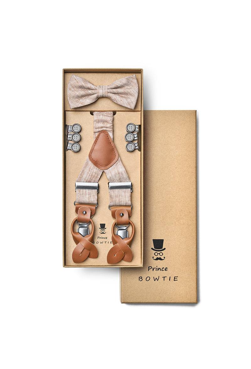 Prince Bowtie Hosenträger Set im sportiven Leinenlook