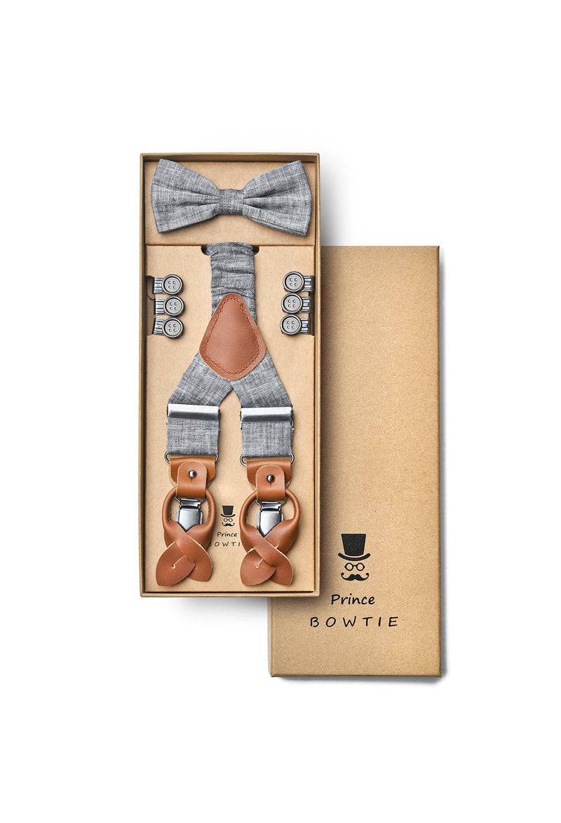 Prince Bowtie Hosenträger Set im sportiven Leinenlook