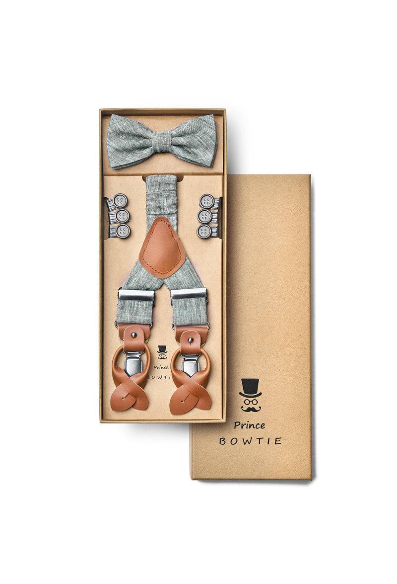 Prince Bowtie Hosenträger Set im sportiven Leinenlook