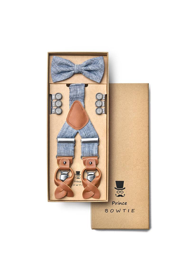 Prince Bowtie Hosenträger Set im sportiven Leinenlook
