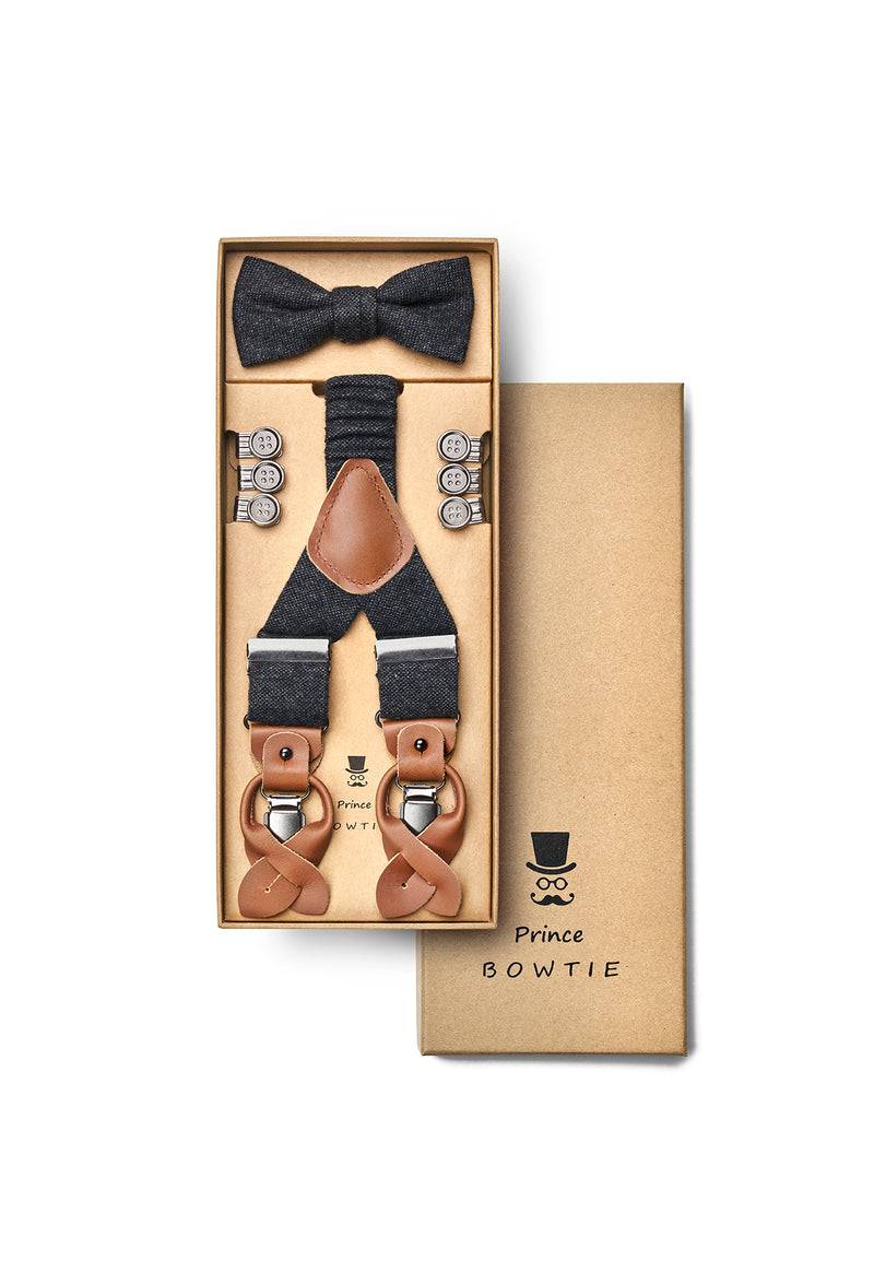 Prince Bowtie Hosenträger Set in Wolloptik