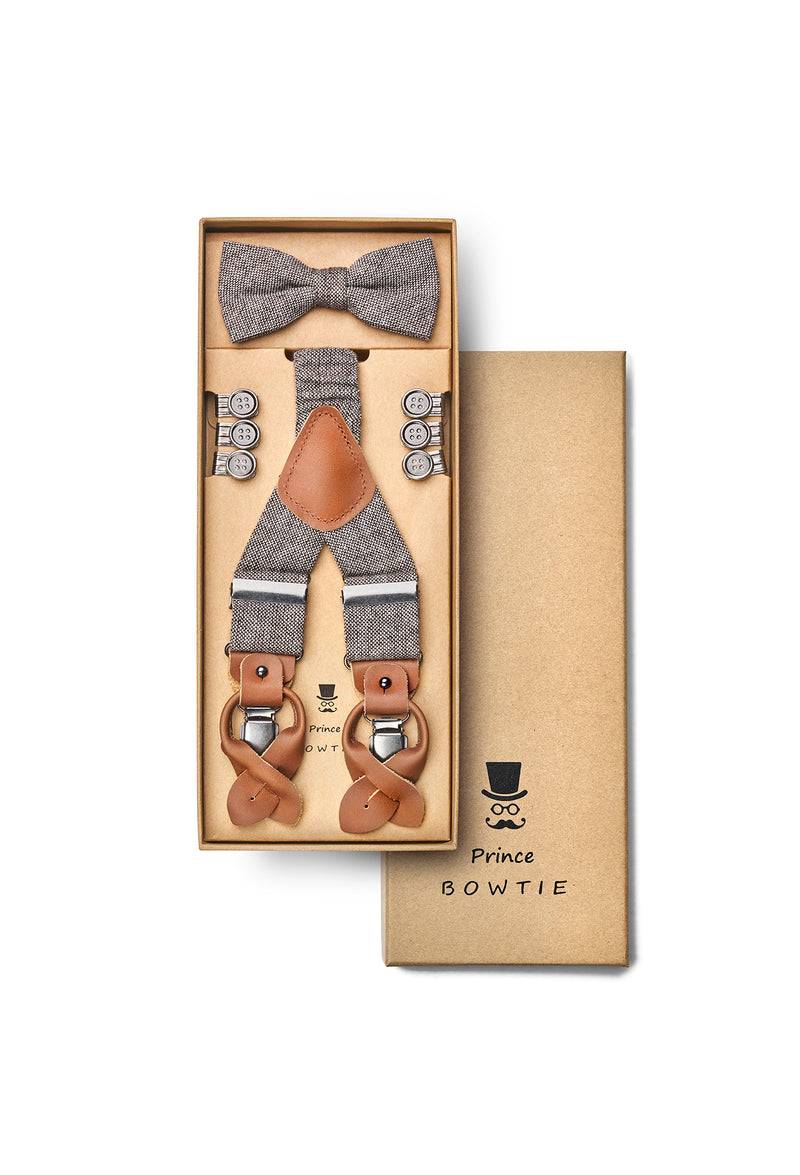 Prince Bowtie Hosenträger Set in Wolloptik