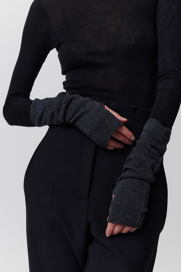 Prinz Berlin Kaschmir Arm Warmers Fine Knit Graphit
