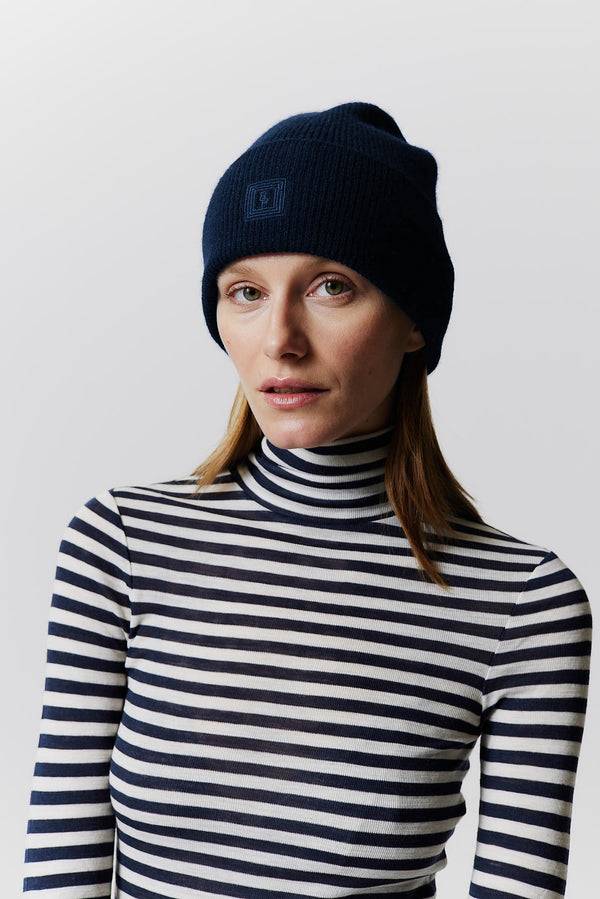 Prinz Berlin Kaschmir Beanie Classic Knit Dunkelblau