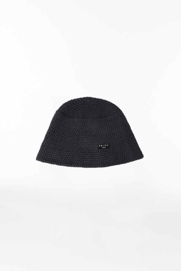 Prinz Berlin Kaschmir Bucket Hat Hand Crochet Schwarz