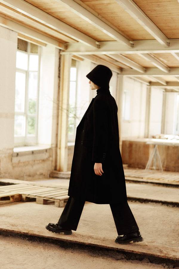 Prinz Berlin Kaschmir Bucket Hat Hand Crochet Schwarz