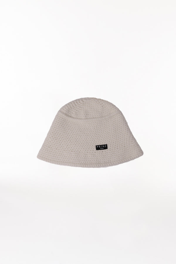 Prinz Berlin Kaschmir Bucket Hat Hand Crochet Weiß