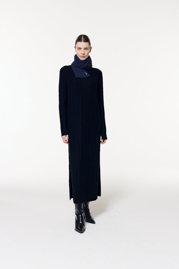 Prinz Berlin Kaschmir Kurzschal Hand Knit Dunkelblau