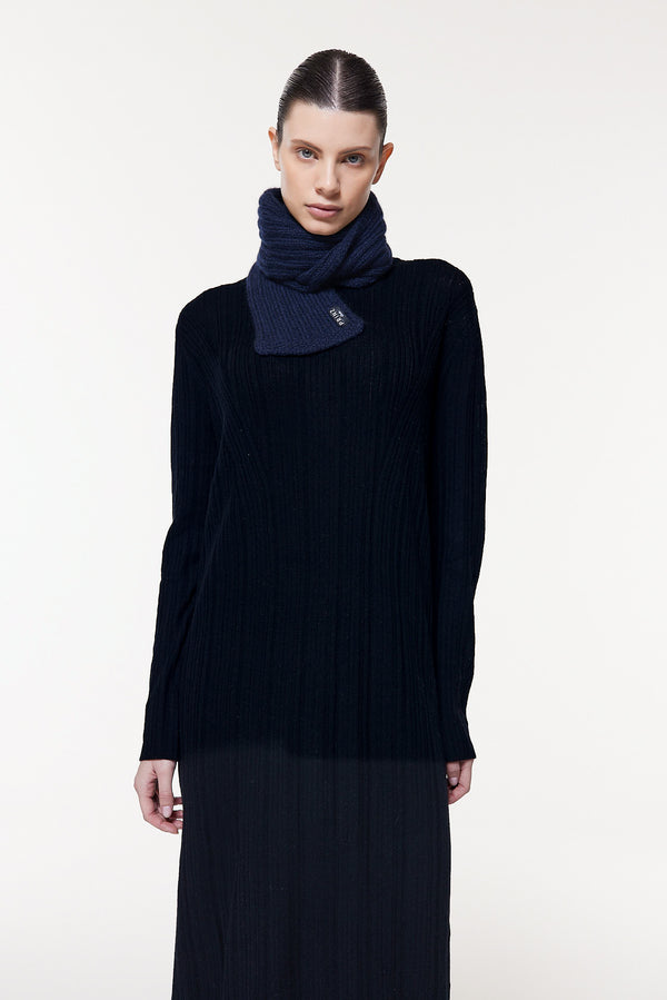 Prinz Berlin Kaschmir Kurzschal Hand Knit Dunkelblau