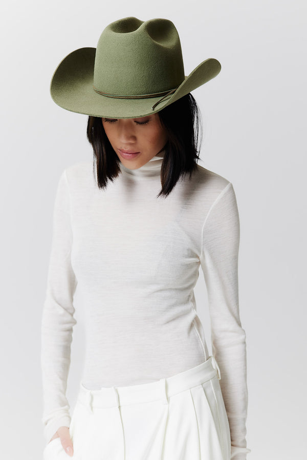 Prinz Berlin Merino Cowboy Hut Lifted Brim Pistazie