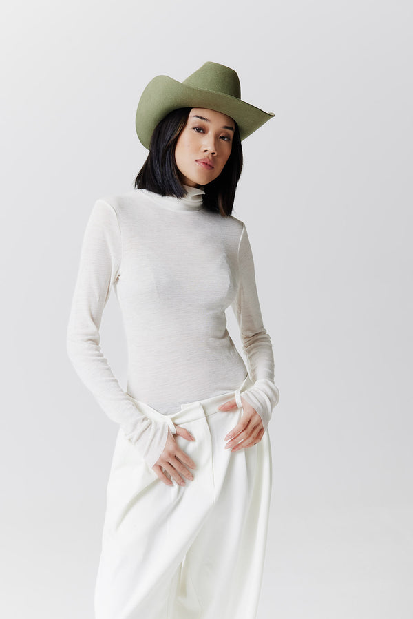 Prinz Berlin Merino Cowboy Hut Lifted Brim Pistazie