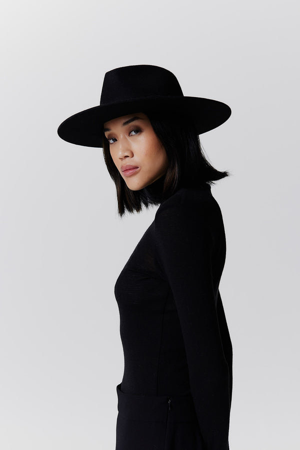 Prinz Berlin Merino Fedora Hut Classic Brim Schwarz