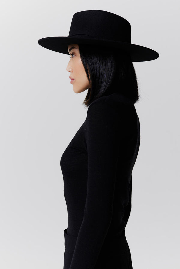 Prinz Berlin Merino Fedora Hut Classic Brim Schwarz