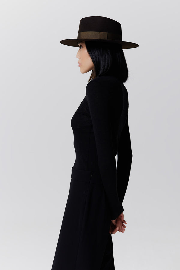 Prinz Berlin Merino Fedora Hut Short Brim Chocolate