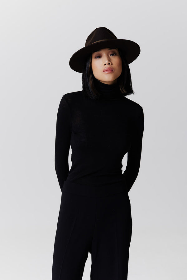 Prinz Berlin Merino Fedora Hut Short Brim Chocolate