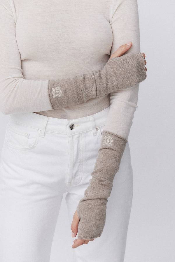 Prinz Berlin Kaschmir Arm Warmers Fine Knit Beige