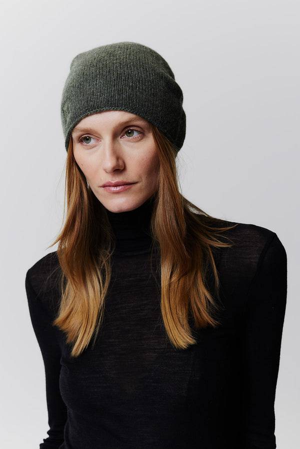 Prinz Berlin Kaschmir Beanie Fine Knit Grün