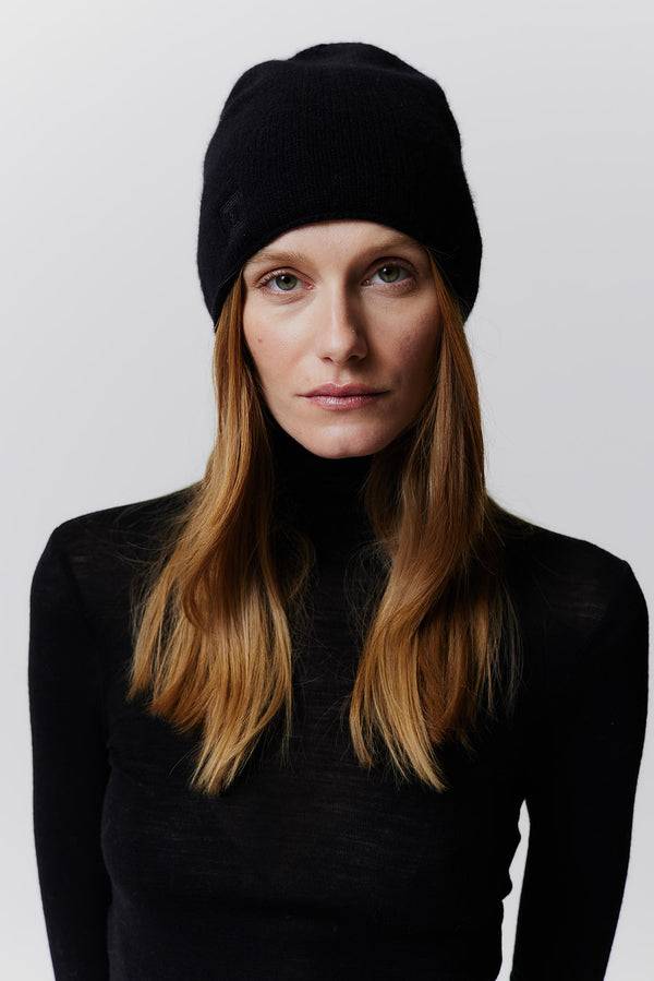 Prinz Berlin Kaschmir Beanie Fine Knit Schwarz