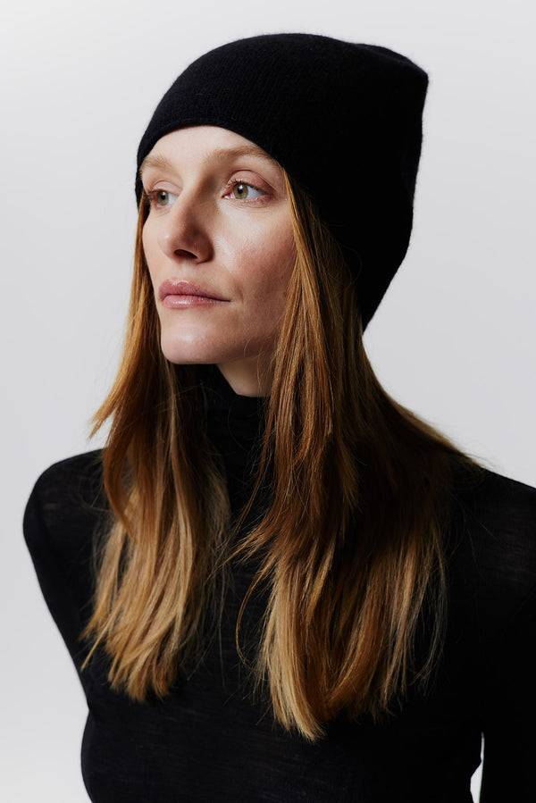Prinz Berlin Kaschmir Beanie Fine Knit Schwarz