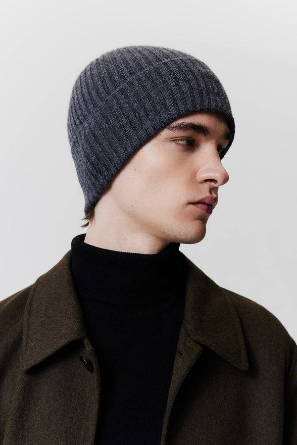 Prinz Berlin Kaschmir Beanie Rib Knit Graphit