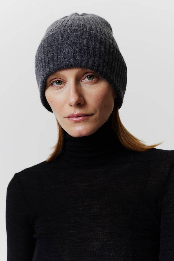 Prinz Berlin Kaschmir Beanie Rib Knit Graphit