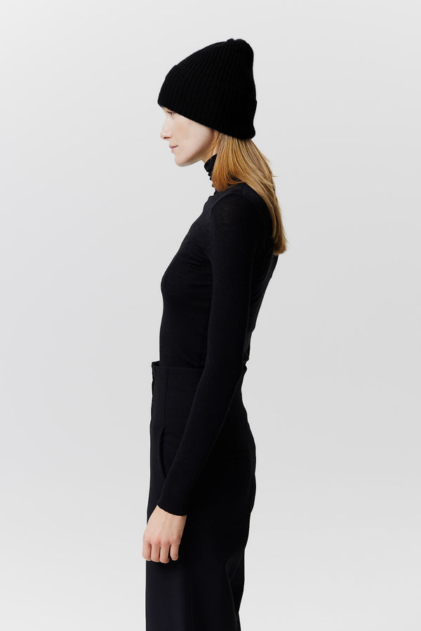 Prinz Berlin Kaschmir Beanie Rib Knit Schwarz