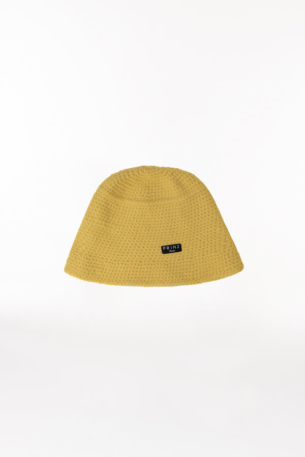 Prinz Berlin Kaschmir Bucket Hat Hand Crochet Gelb