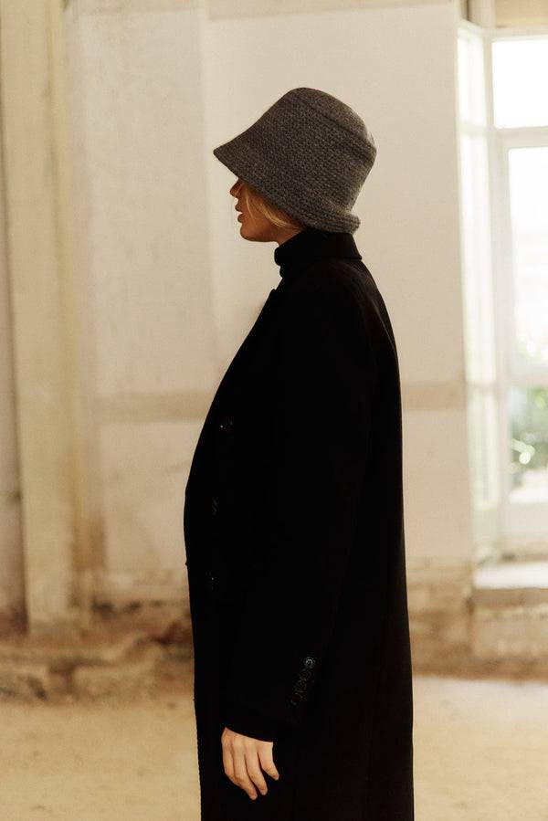 Prinz Berlin Kaschmir Bucket Hat Hand Crochet Grau