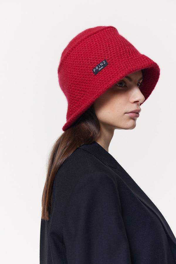 Prinz Berlin Kaschmir Bucket Hat Hand Crochet Rot