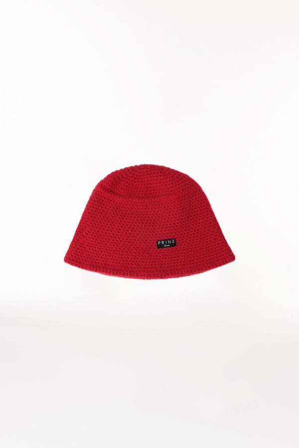 Prinz Berlin Kaschmir Bucket Hat Hand Crochet Rot