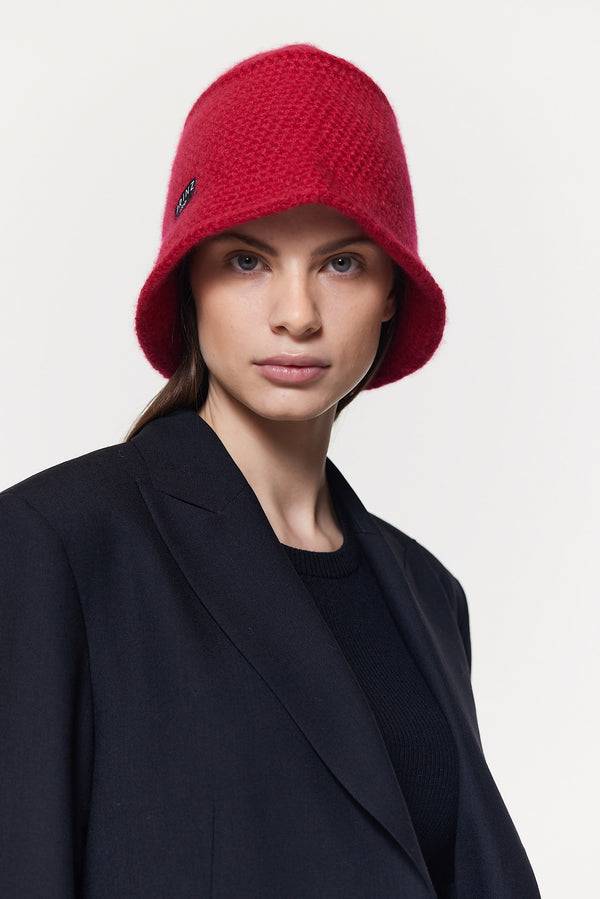 Prinz Berlin Kaschmir Bucket Hat Hand Crochet Rot