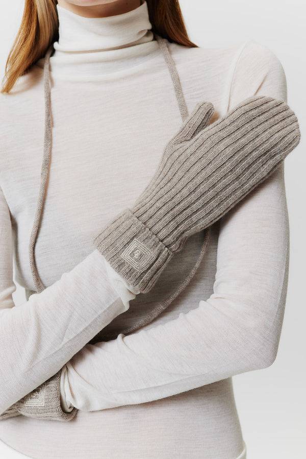 Prinz Berlin Kaschmir Mittens Rib Knit Beige