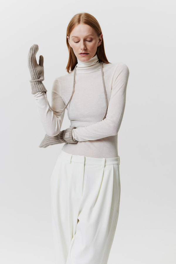 Prinz Berlin Kaschmir Mittens Rib Knit Beige