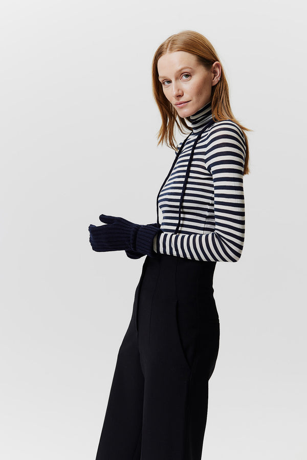 Prinz Berlin Kaschmir Mittens Rib Knit Dunkelblau