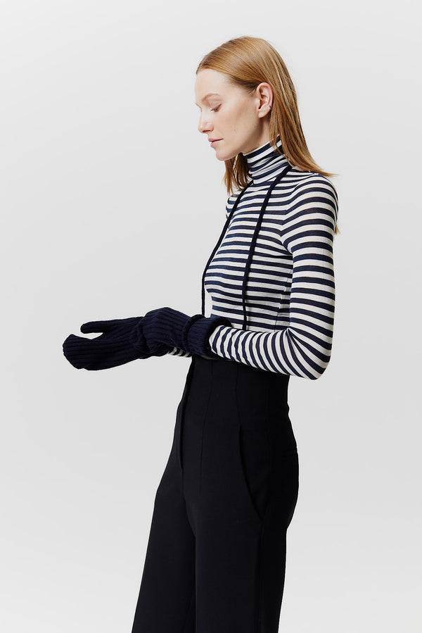 Prinz Berlin Kaschmir Mittens Rib Knit Dunkelblau