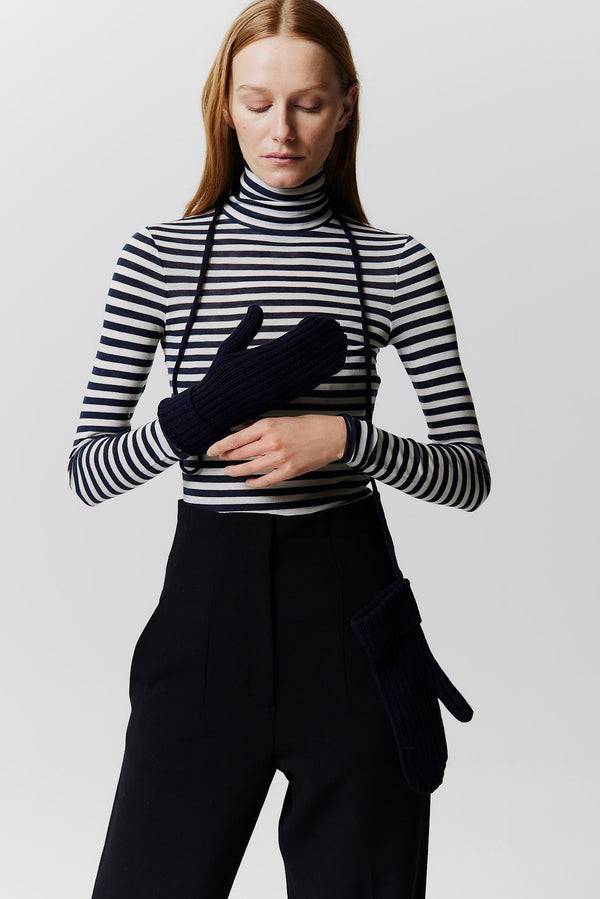 Prinz Berlin Kaschmir Mittens Rib Knit Dunkelblau