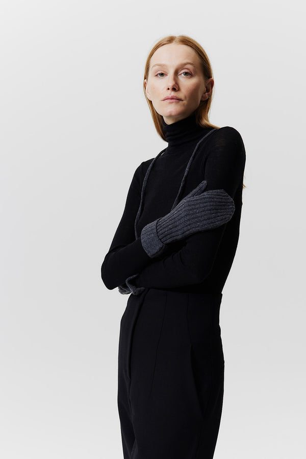 Prinz Berlin Kaschmir Mittens Rib Knit Graphit