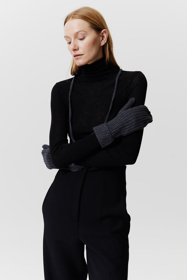 Prinz Berlin Kaschmir Mittens Rib Knit Graphit