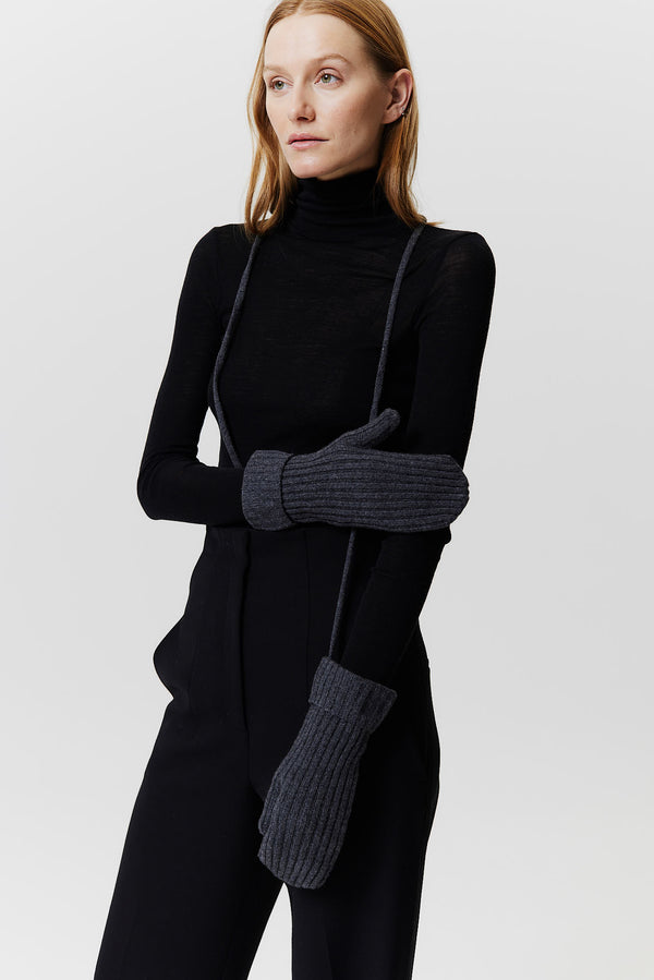 Prinz Berlin Kaschmir Mittens Rib Knit Graphit